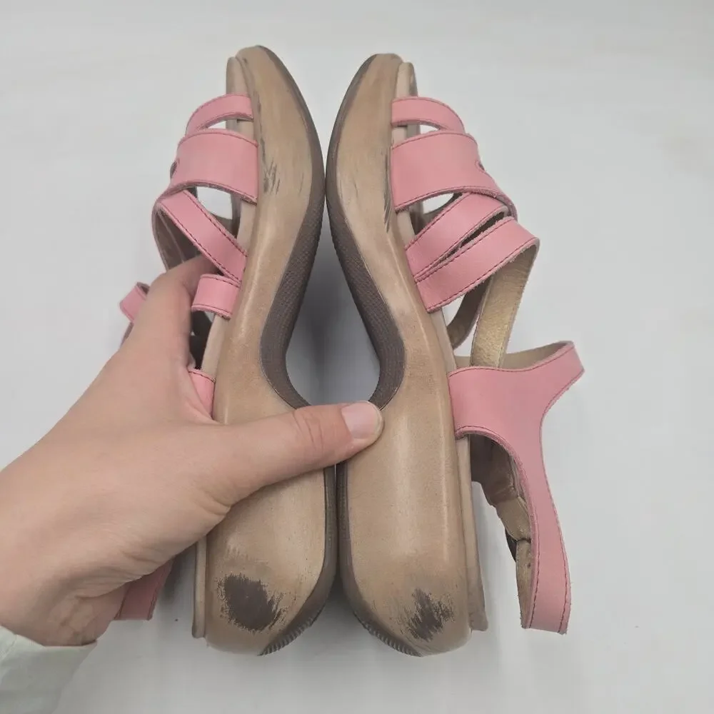 Dansko Y2K Pink Tan Leather Ankle Strap Strappy Sandal Women 9.5 EU 40 Shoe